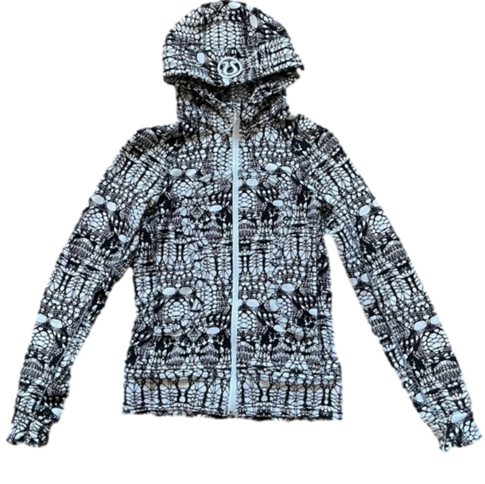 [lululemon] Scuba Hoodie -  White Black Glacier Lace Print - 6